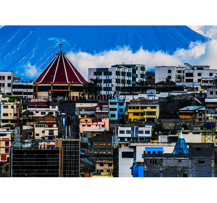 Fotomurale città paesaggio urbano con vulcano - TenStickers