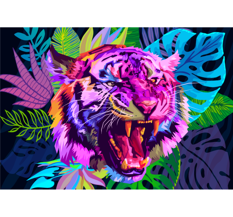Fotomurale animali testa di tigre colorata - TenStickers