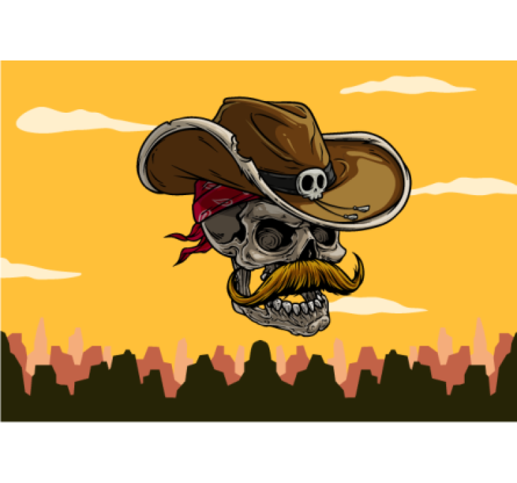 Fotomurale arte urbana disegno del teschio del cowboy - TenStickers