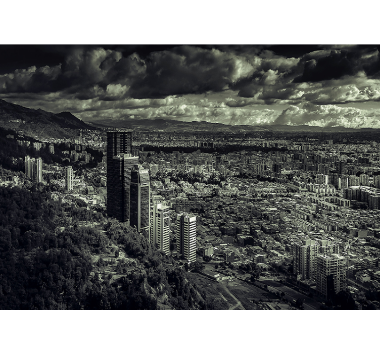 Fotomurale città paesaggio urbano con vista sulle montagne - TenStickers