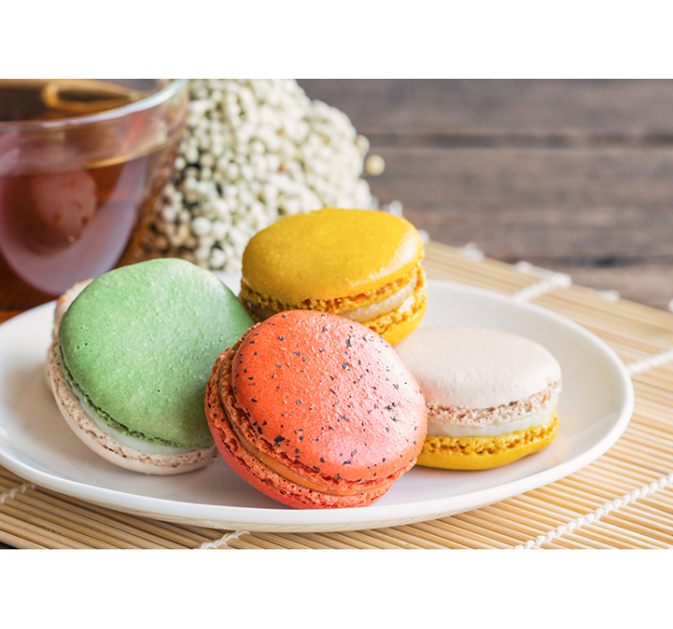 Fotomurali frasi delizia di macarons colorati - TenStickers