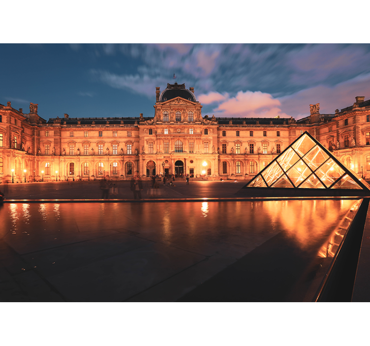 Fotomurale città piramide del louvre di notte - TenStickers