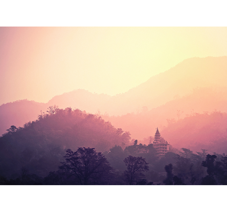 Fotomurali natura vista del tempio di montagna - TenStickers