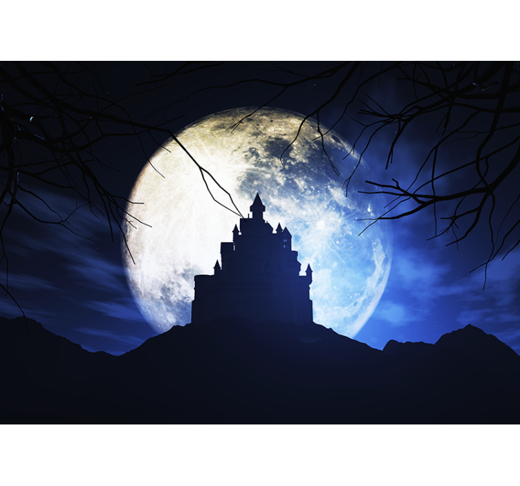 Fotomurale fantasia castello al chiaro di luna - TenStickers