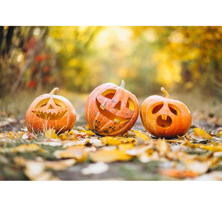 Fotomurale di Halloween facce di zucca intagliate - TenStickers