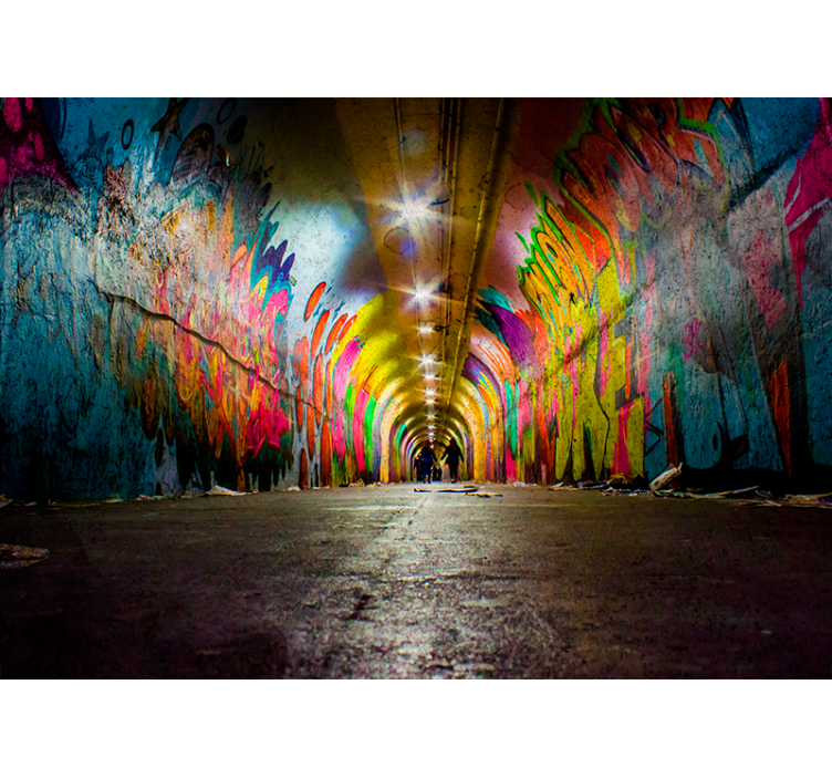 Fotomurale arte urbana graffiti del tunnel vivido - TenStickers