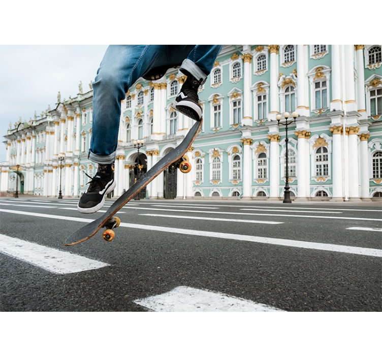 Fotomurali città e paesi skater in movimento - TenStickers