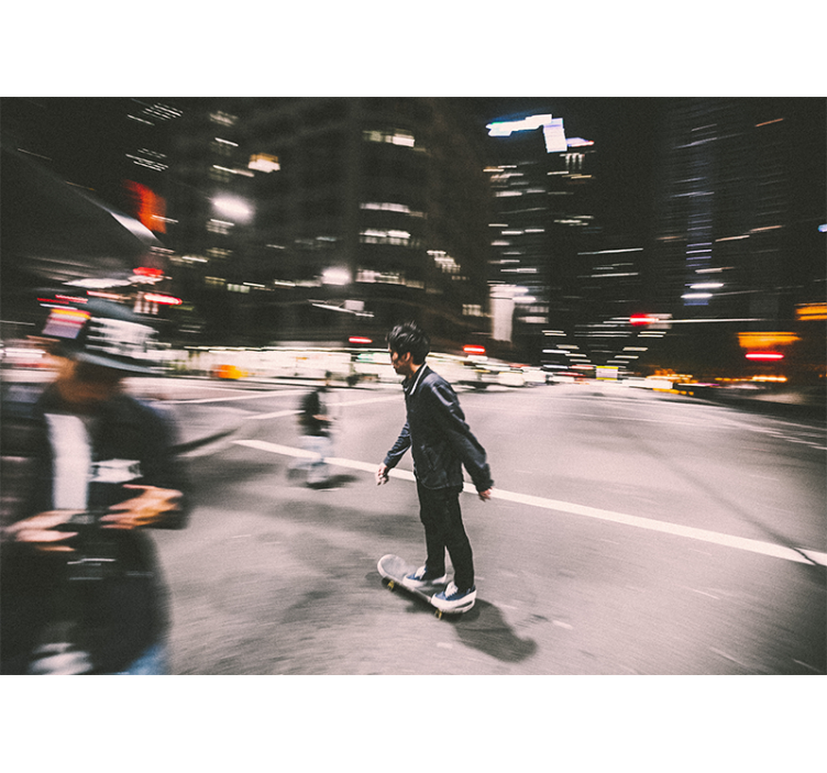 Fotomurale città notte urbana skate - TenStickers