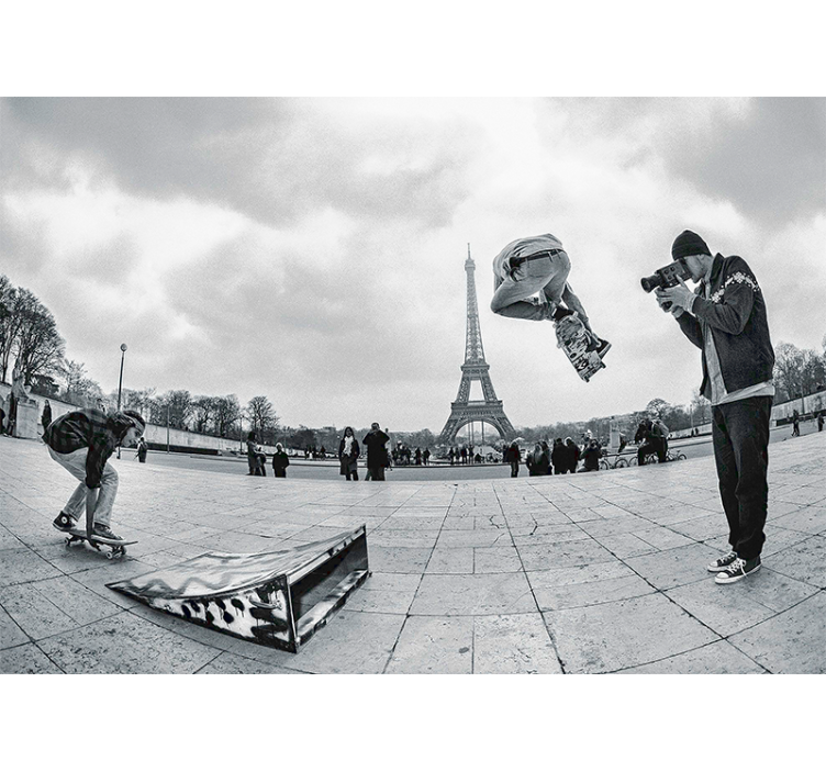 Fotomurale Parigi skateboard sulla torre eiffel - TenStickers