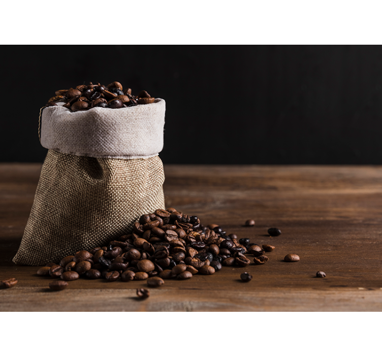 Fotomurale musicale sacchetto di chicchi di caffè - TenStickers