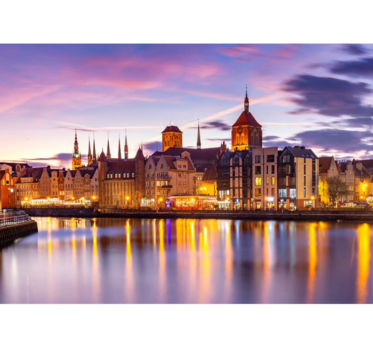 Fotomurale città architettura storica sul lungofiume - TenStickers