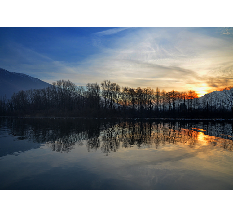 Fotomurale paesaggi tramonto tranquillo sul lago - TenStickers