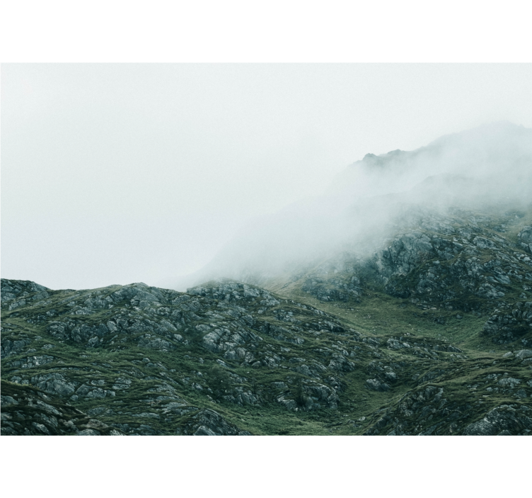 Fotomurale montagna viste nella nebbia fitta - TenStickers