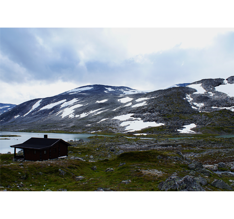 Fotomurale paesaggi rifugio al lago di montagna - TenStickers