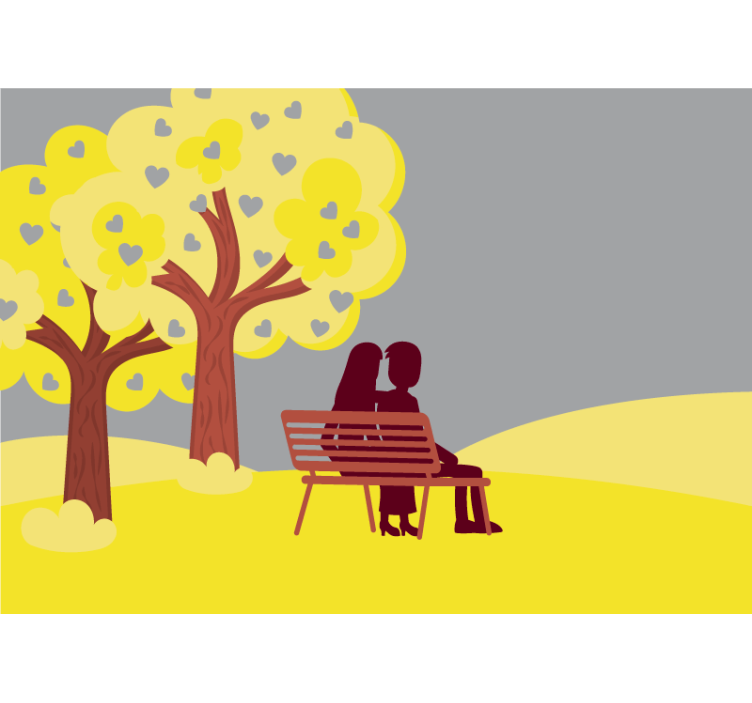 Fotomurale amore silhouette di coppia romantica - TenStickers