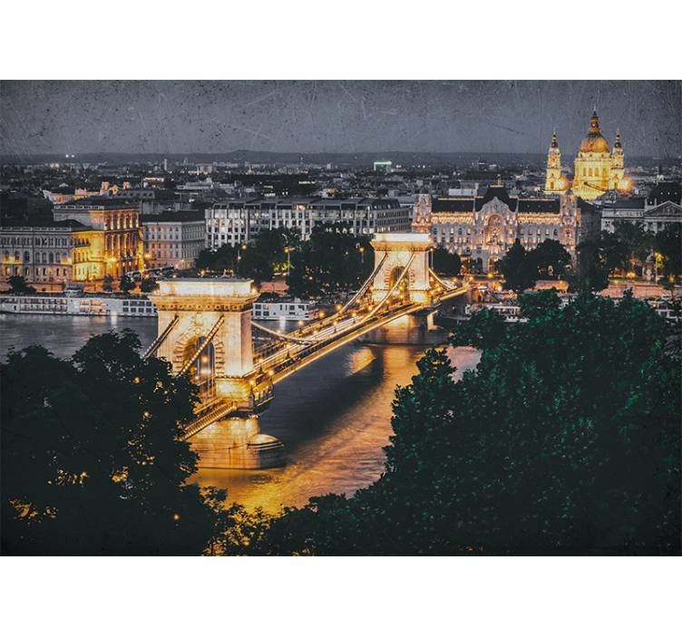 Fotomurale città paesaggio notturno ponte delle catene - TenStickers