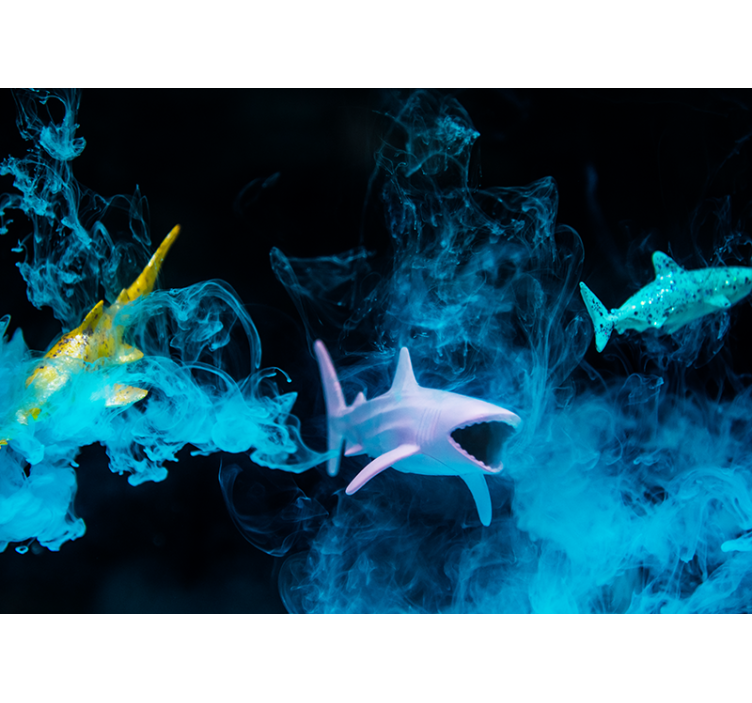 Fotomurale animali illustrazione di squalo colorato - TenStickers