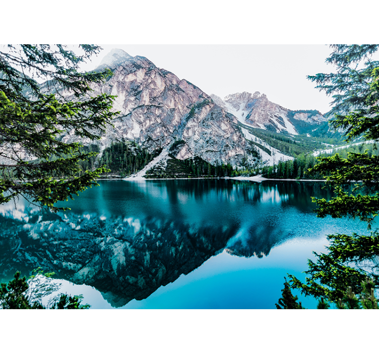 Fotomurale paesaggi lago di montagna riflesso - TenStickers