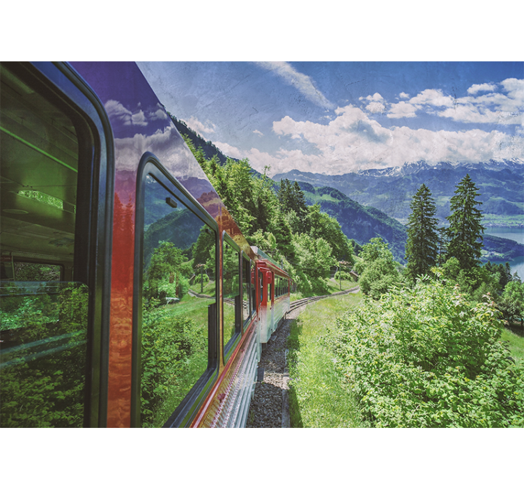 Fotomurale paesaggi viaggio in treno tra le montagne - TenStickers