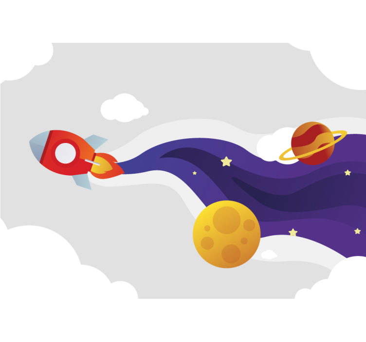 Fotomurale fantasia astronave e corpi celesti - TenStickers