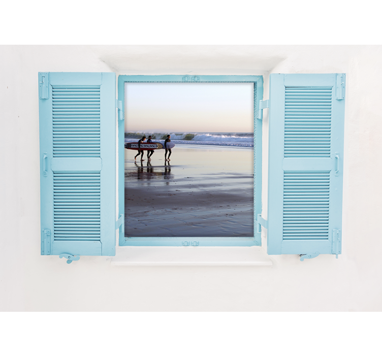 Fotomurale città scena di surf sulla spiaggia - TenStickers