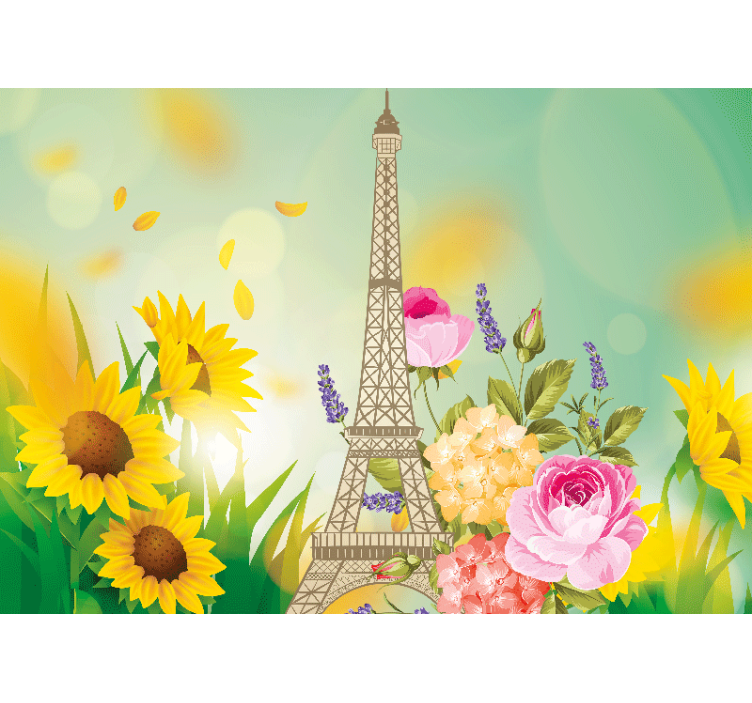 Fotomurale parigi fiori torre eiffel - TenStickers