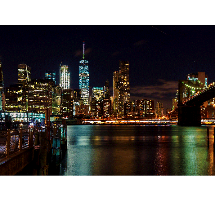 Fotomurale new york paesaggio notturno di manhattan - TenStickers