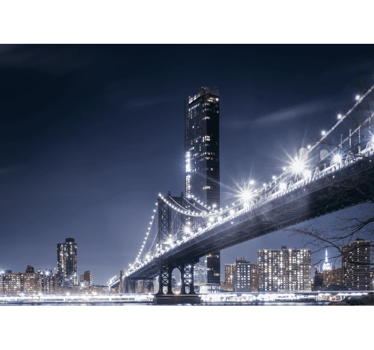 Fotomurale new york vista notturna ponte di brooklyn - TenStickers