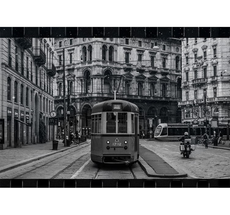 Fotomurale città incrocio tram storico - TenStickers