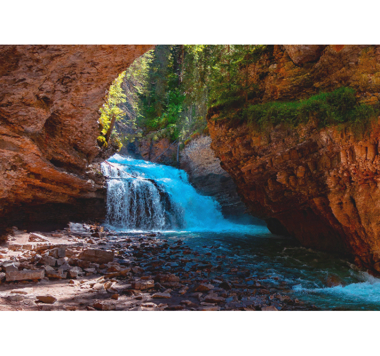 Fotomurale montagna vista cascata naturale - TenStickers