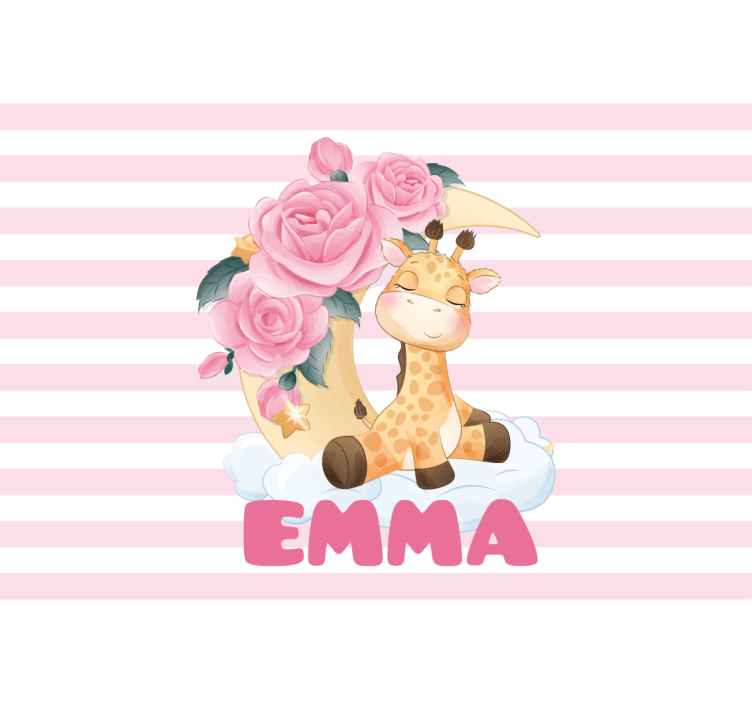 Fotomurale cameretta giraffe con rose - TenStickers