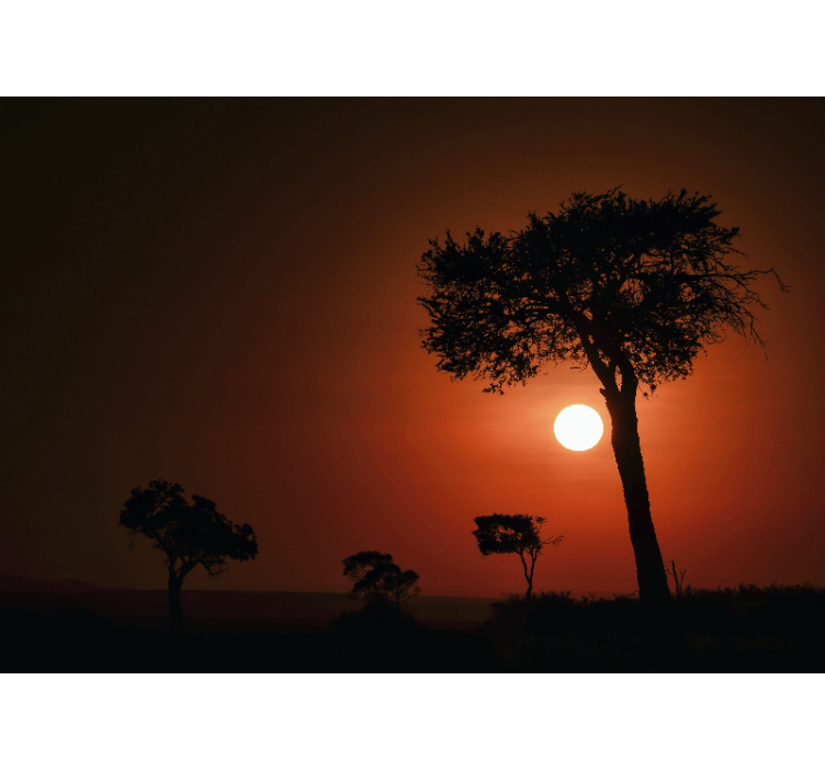 Fotomurale paesaggi scena tramonto silhouette - TenStickers
