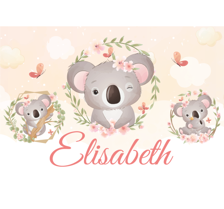 Fotomurale personalizzato gioia della famiglia koala - TenStickers