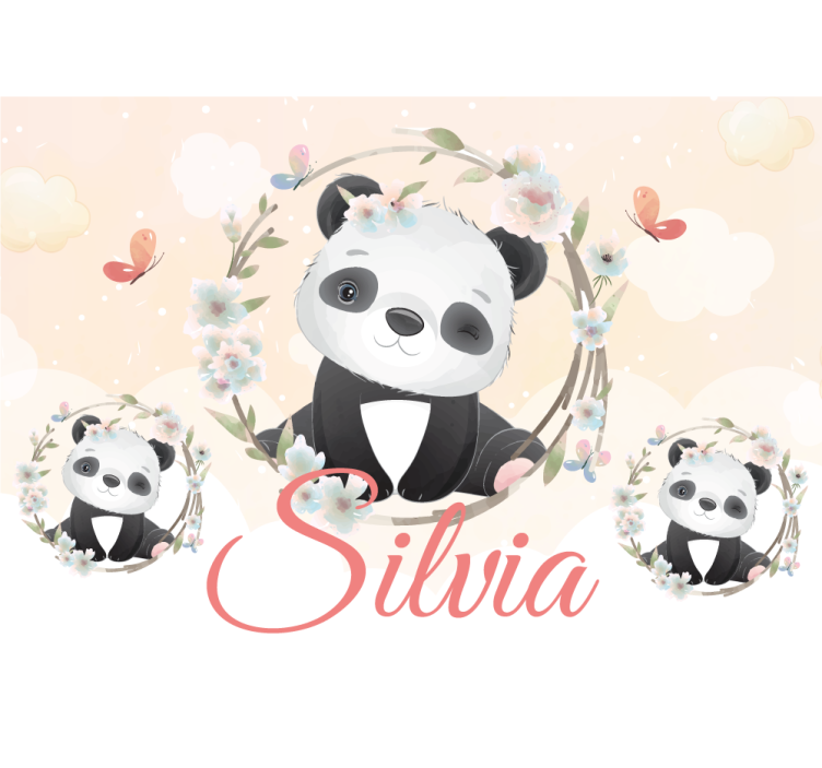 Fotomurale animali panda con fiori - TenStickers