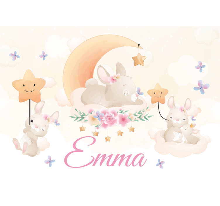 Fotomurale cameretta coniglio luna stelle - TenStickers