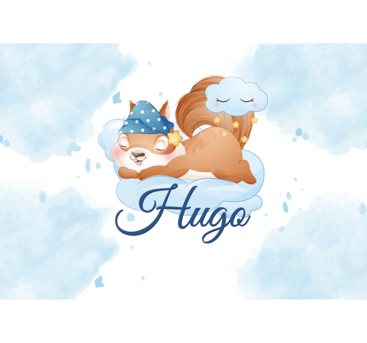 Fotomurale per neonato sogni di scoiattolo assonnato - TenStickers