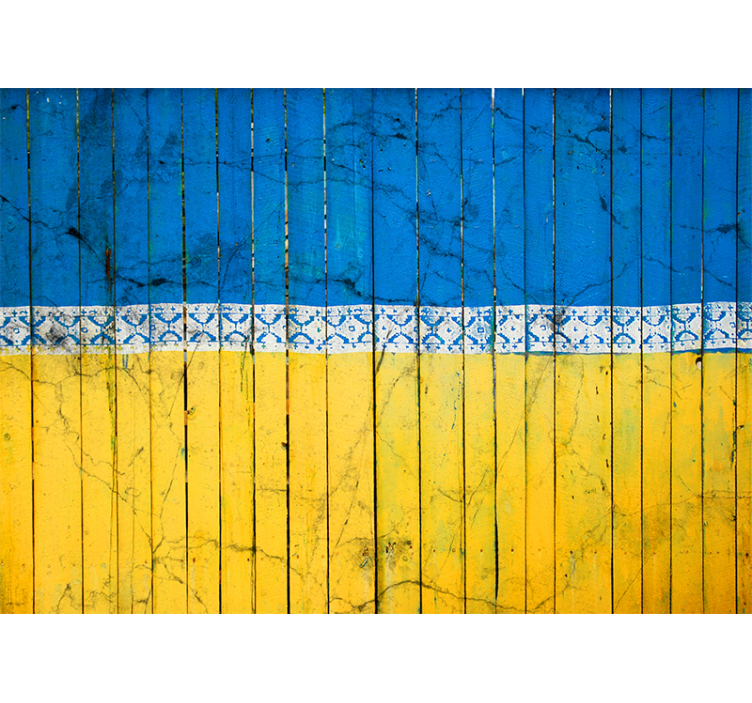 Fotomurale città motivo assi di legno - TenStickers