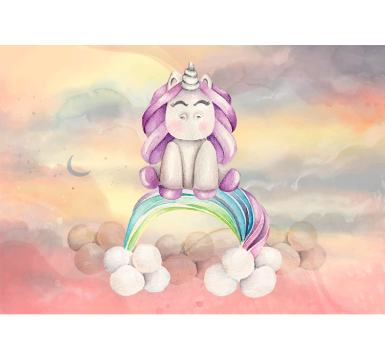 Fotomurale fantasia unicorno carino arcobaleno - TenStickers