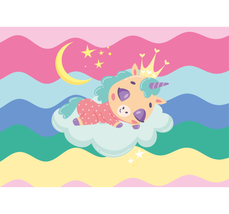 Fotomurali persone unicorno che dorme fantasia - TenStickers