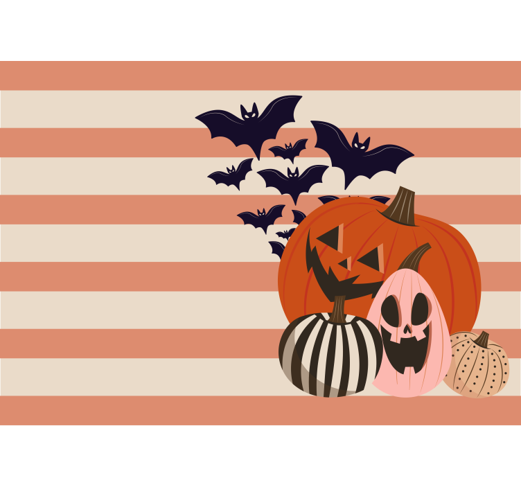 Fotomurale di halloween zucche e pipistrelli - TenStickers