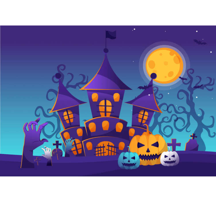 Fotomurale di halloween scena di castello infestato - TenStickers