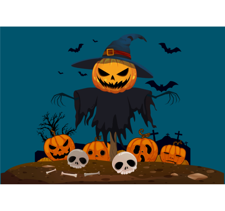 Fotomurale di halloween spaventoso spaventapasseri di zucca - TenStickers