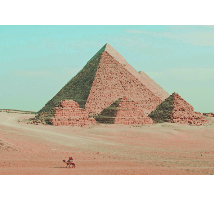 Fotomurale città pyramidi e immagini di cammelli - TenStickers