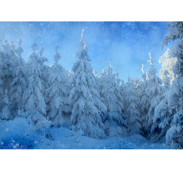 Fotomurale foresta alberi di pino innevati - TenStickers