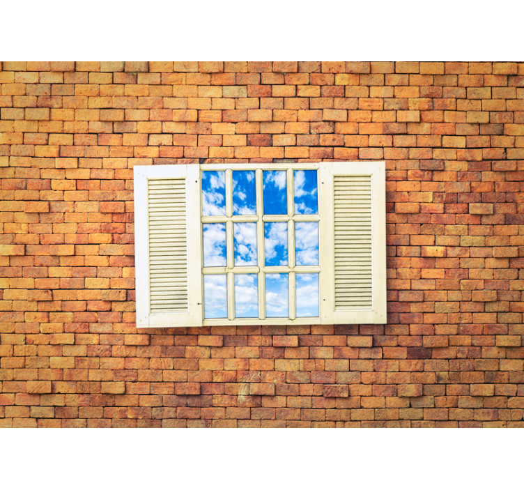 Fotomurali pietra vista da finestra aperta - TenStickers