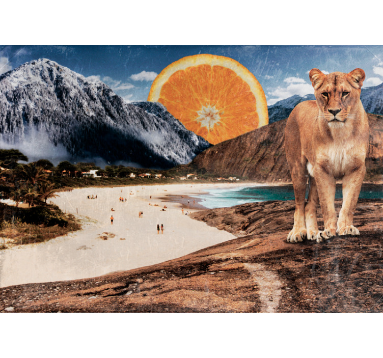 Fotomurale animali scena di spiaggia con leoni - TenStickers