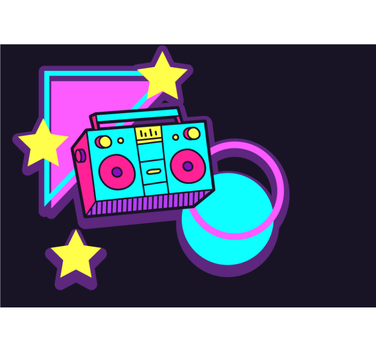 Fotomurale musicale elementi boombox retro - TenStickers