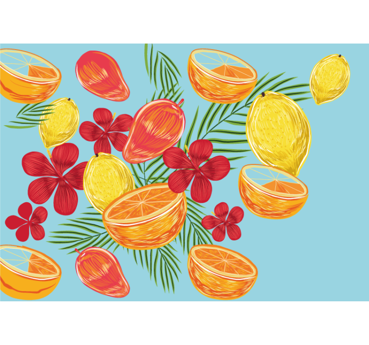 Fotomurale fiori composizione fruttata tropicale - TenStickers