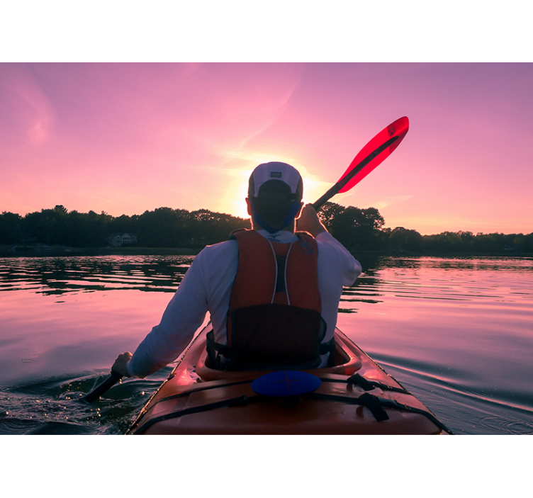 Fotomurale paesaggi riflesso al tramonto del kayak - TenStickers