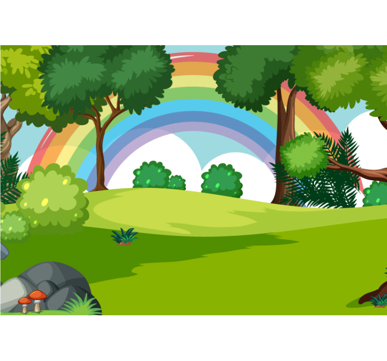 Carta da parati giungla scena della foresta arcobaleno - TenStickers